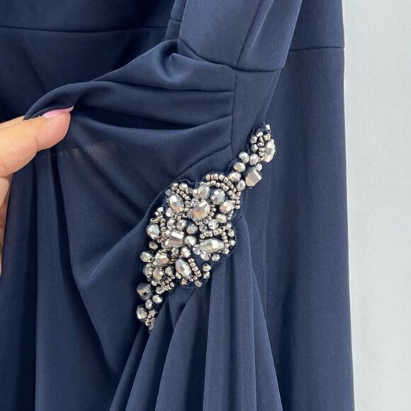 Alex Evenings - Women's Long Cold Shoulder Dress - Navy Blue. Size: 12. NWT - Picture 12 of 16